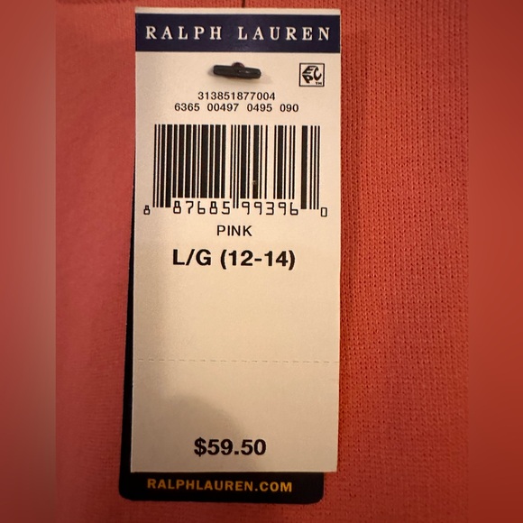 RALPH LAUREN HOODIE DRESS CORAL large 12/14 - Picture 4 of 6